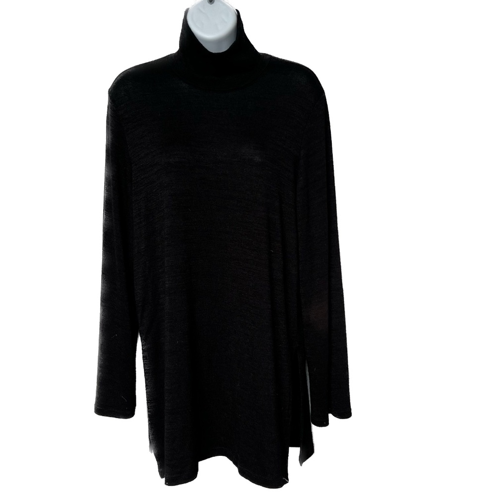 Wilfred Free Sweater Womens Black Mock Turtleneck Size Large Side Slits Thin